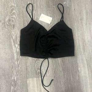 Wilfred black silk cropped tank